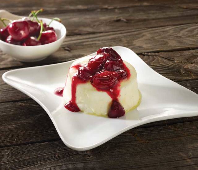 Morello cherry panna cotta