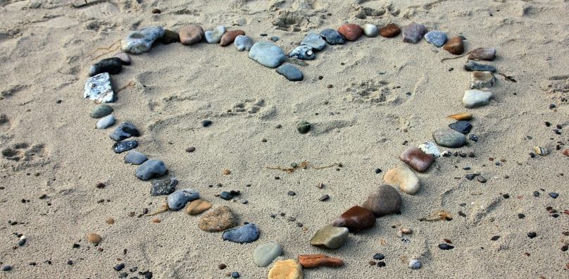 Pebble heart on the beach