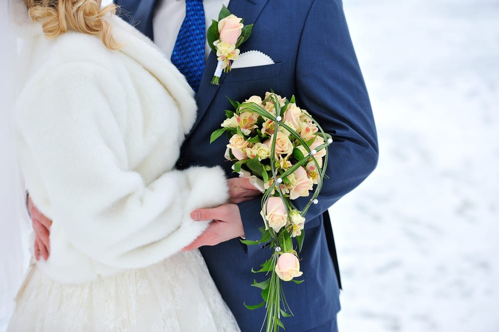 Winter wedding close up